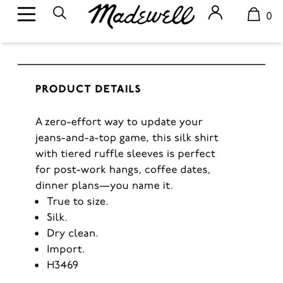 MADEWELL WATERLILY SILK RUFFLE BLOUSE NWT - Picture 10 of 10